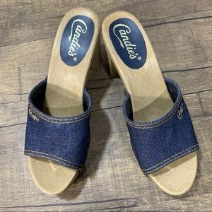 1980's Candies Original Sandals Heels Slides Denim